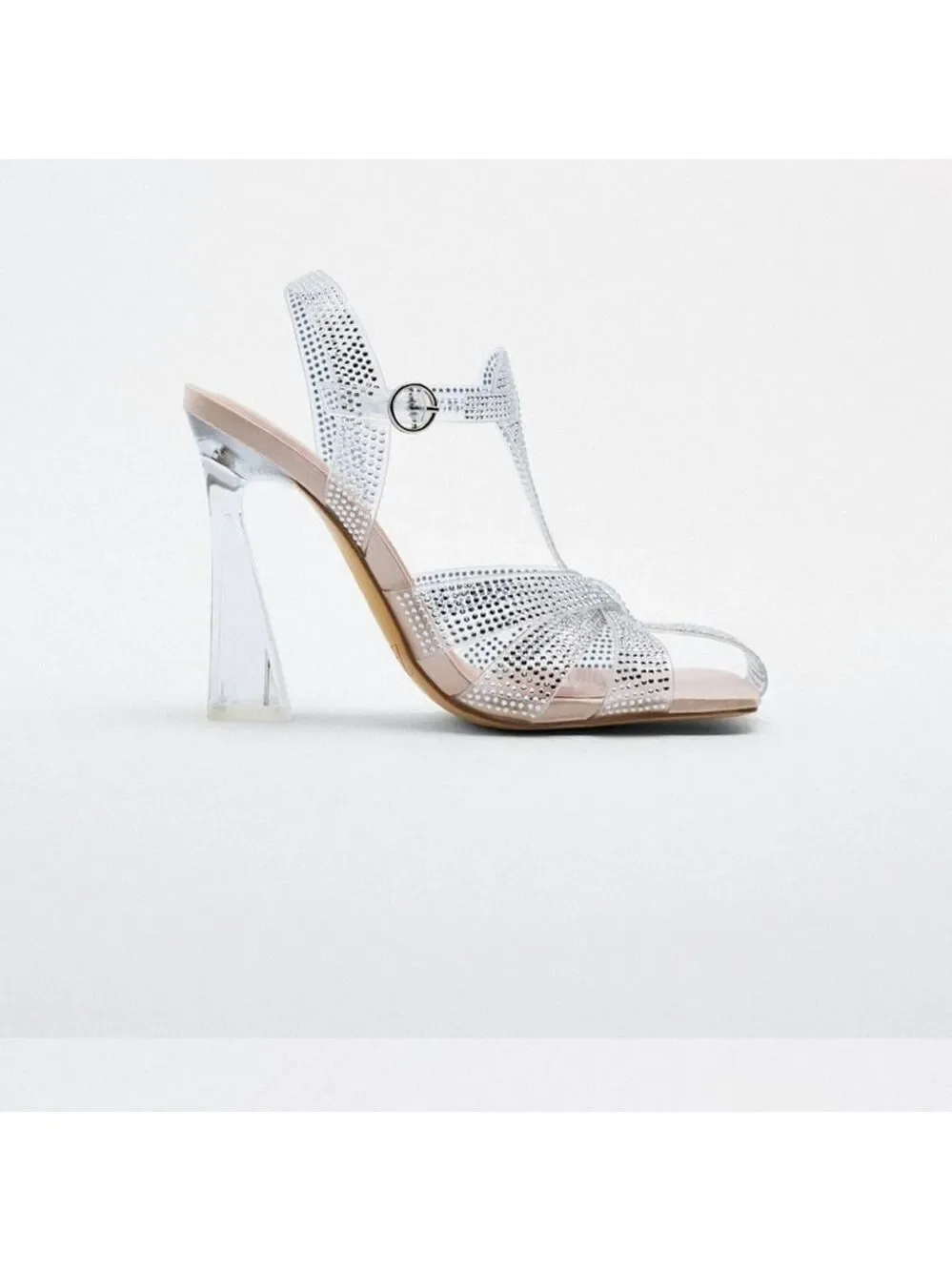 Zara VINYL HEELED CAGE TRANSPARENT SANDALS SZ US 10 EU 41 - Picture 3 of 12